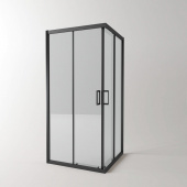 Душевое ограждение прямоугольное EvaGold EG3B 100*100 профиль черный матовый,прозрачное стекло
