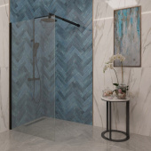 Душевая шторка EvaGold EG6B 100*130 профиль черный матовый, прозрачное стекло